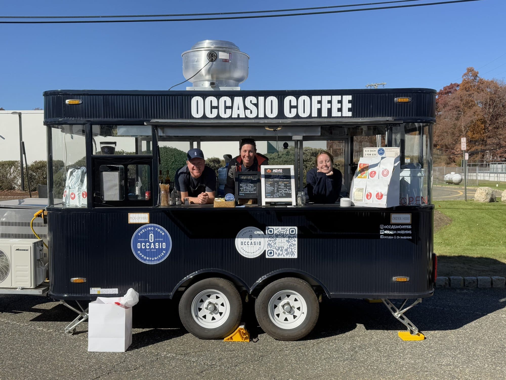 The Occasio Coffee trailer and team serving at a New Jersey event